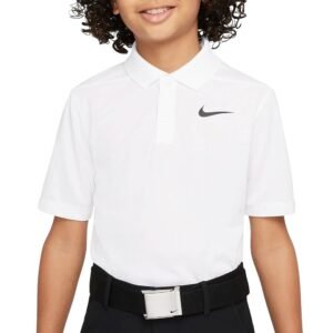 Nike Polo de golf Dri-FIT Victory para niños (Estados Unidos, Alpha, M, regular, blanco), Blanco