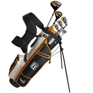 PGA TOUR Youth Golf Club Set – Right and Left-Handed Kids Golf Sets for Ages 12-17 (5’2”-5’10”) – Beginner Junior Golf Clubs with Lightweight Stand Bag, Mallet Putter, Hybrid,...